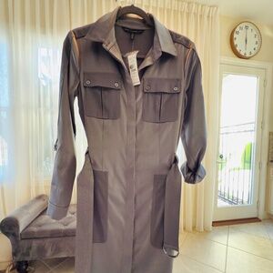 Grey satin shirt dress